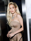 Celebraty Party Dresses For Women Sexy Strapless Ruched Design Satin Tight Maxi Long One-Piece Gown Special Event