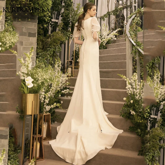 Robe Maxi en Satin blanc de luxe, trompette de mariage, pour mariée, élégante, longue soirée de bal, enveloppe les fesses des invités, robe pour femmes