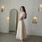 Elegant A-Line Midi Wedding Party Dresses Square Collar Beading FLowers Short Sleeves Brides Evening Dress for Women