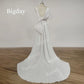 Meerjungfrau Hochzeitskleid abnehmbarer Zug Bow V-Ausschnitt Elegant White Elfenbein Boho Einfacher Brautkleid ärmelloses Vestidos de Novia