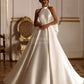 Sweetheart Neck Wedding Dresses Halter White/Ivory Satin Mermaid Bridal Gowns Modest vestidos de novia