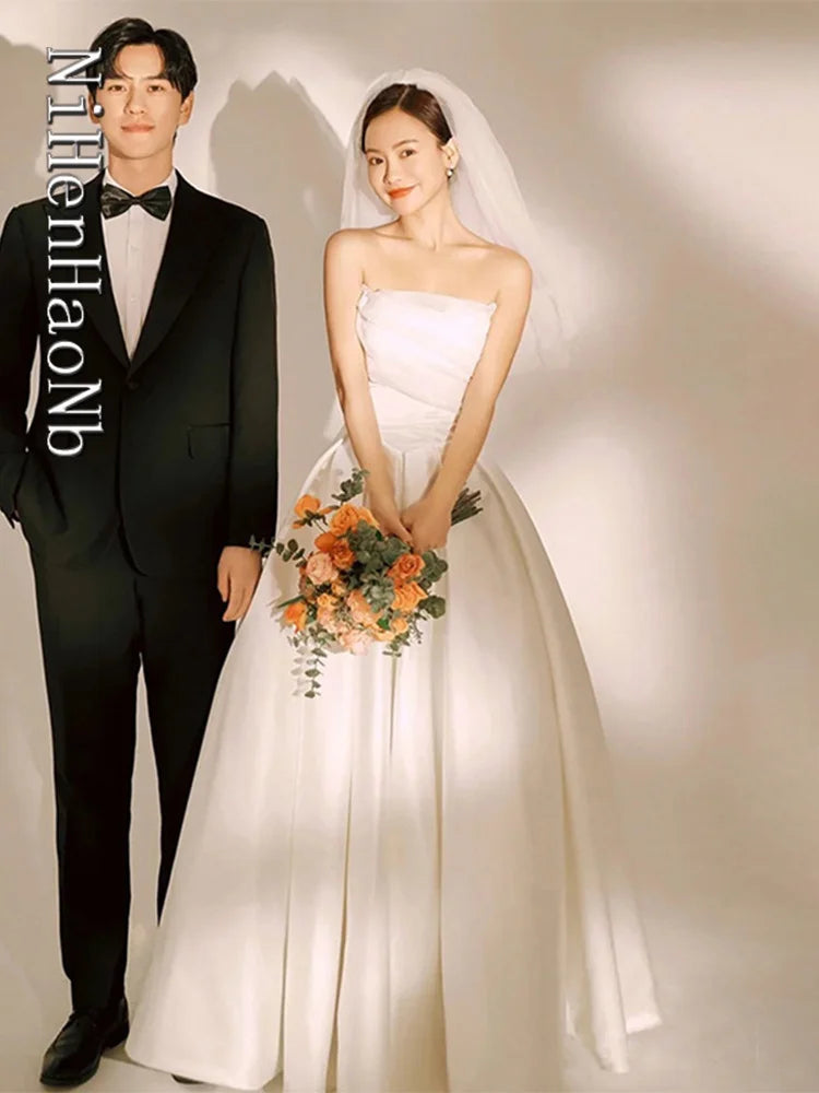 שמלת כלה בהירה חדשה כלה ברמה גבוהה צילום טיול טמפרמנט צינור שמלת נשים חתונה עליונה