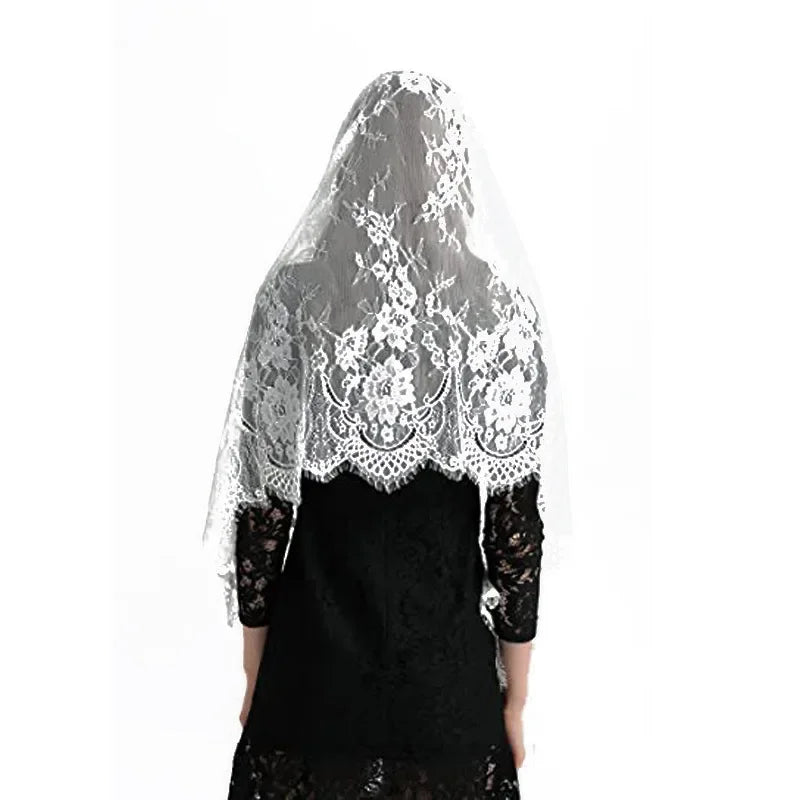 Lace Mantilla Veils For Church Spanish Muslim Head Covering Lace Shawl Scarf For Women Catholic Chapel Veils For Wedding Bride