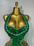 Women Luxury Rhinestone Bra Bodysuits Two Piece Set Female Singer DJ DS Dance Stage Performance Photo Shoot Club Party Outfit