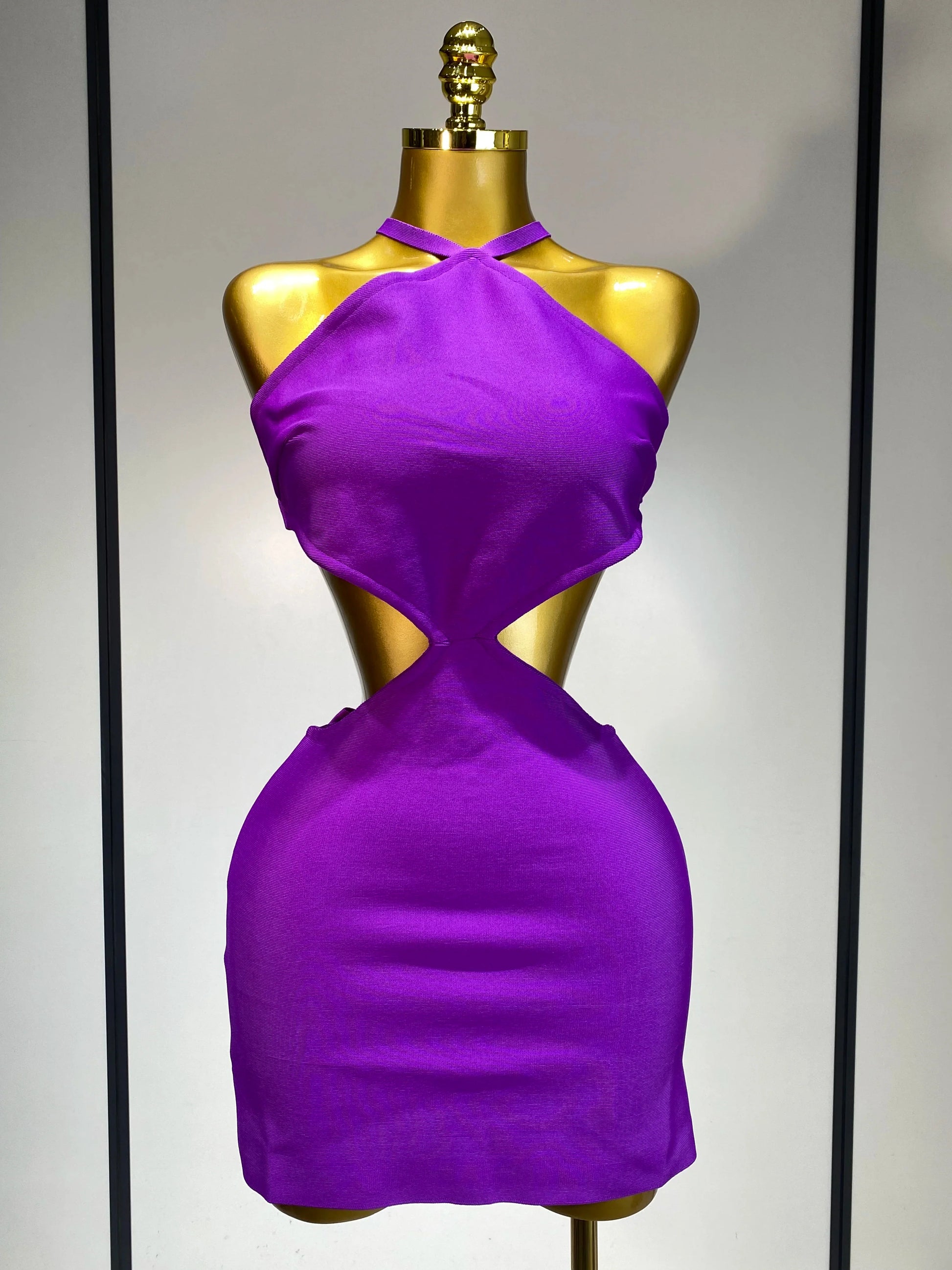 Women Sexy Backless Black Cut Out Bow Tie Bodycon Bandage Dress Celebirty Elegant Evening Party Luxury Birthday Dresses PURPLE