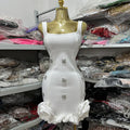 Spliced Diamonds Flower Bandage Mini Dress For Women Solid Color Sleeveless Bodycon Party Dresses Female WHITE