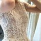 שמלות כלה בוהמיה וינטג 'צוואר שרוולים קצרים שמלות כלות אפליקציות תחרה גלימות קו אורך רצפה vestidos de novia