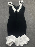 Sexy Women'S Patchwork Draped Design Bandage Dress Spaghetti Strap Sleeveless Bodycon Backless Midi Dress Party Vestidos