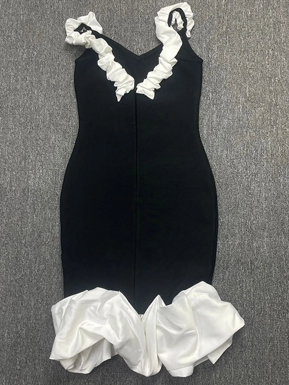 Sexy Women'S Patchwork Draped Design Bandage Dress Spaghetti Strap Sleeveless Bodycon Backless Midi Dress Party Vestidos