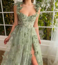 Purple Sleeveless Asymmetrical Prom Dress Lace Embroidery Tulle Fabric Floor-Length