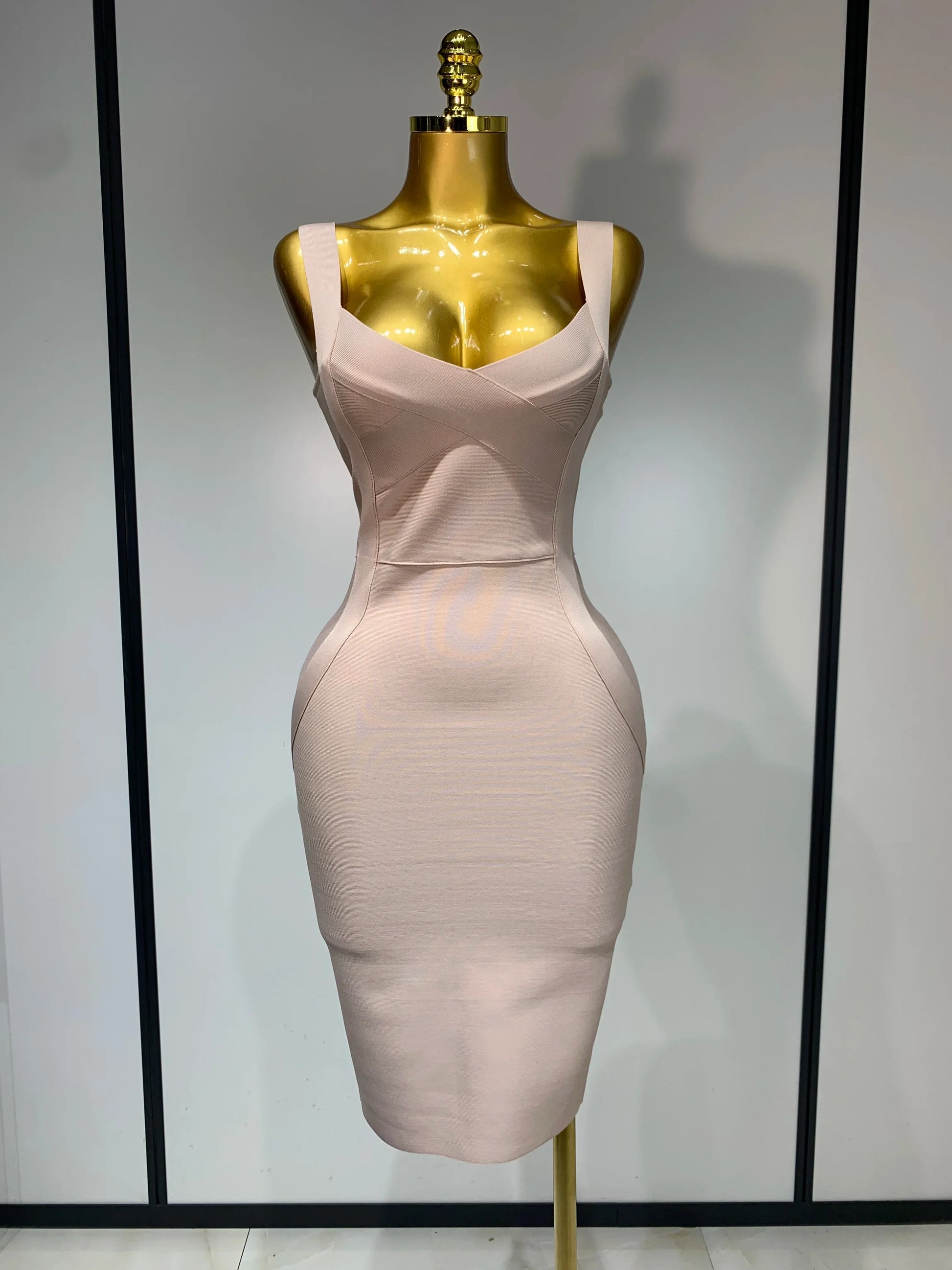 Women Sexy Celebrity Elegant Blue Bodycon Stretch Bandage Dress Nightclub Party Dress Luxury Birthday Vestidos Khaki