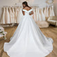 Gorgeous A Line Wedding Dresses For Woman Off The Shoulder V Neck Satin Formal Princess Fashion Bride Gowns Vestidos De Novia