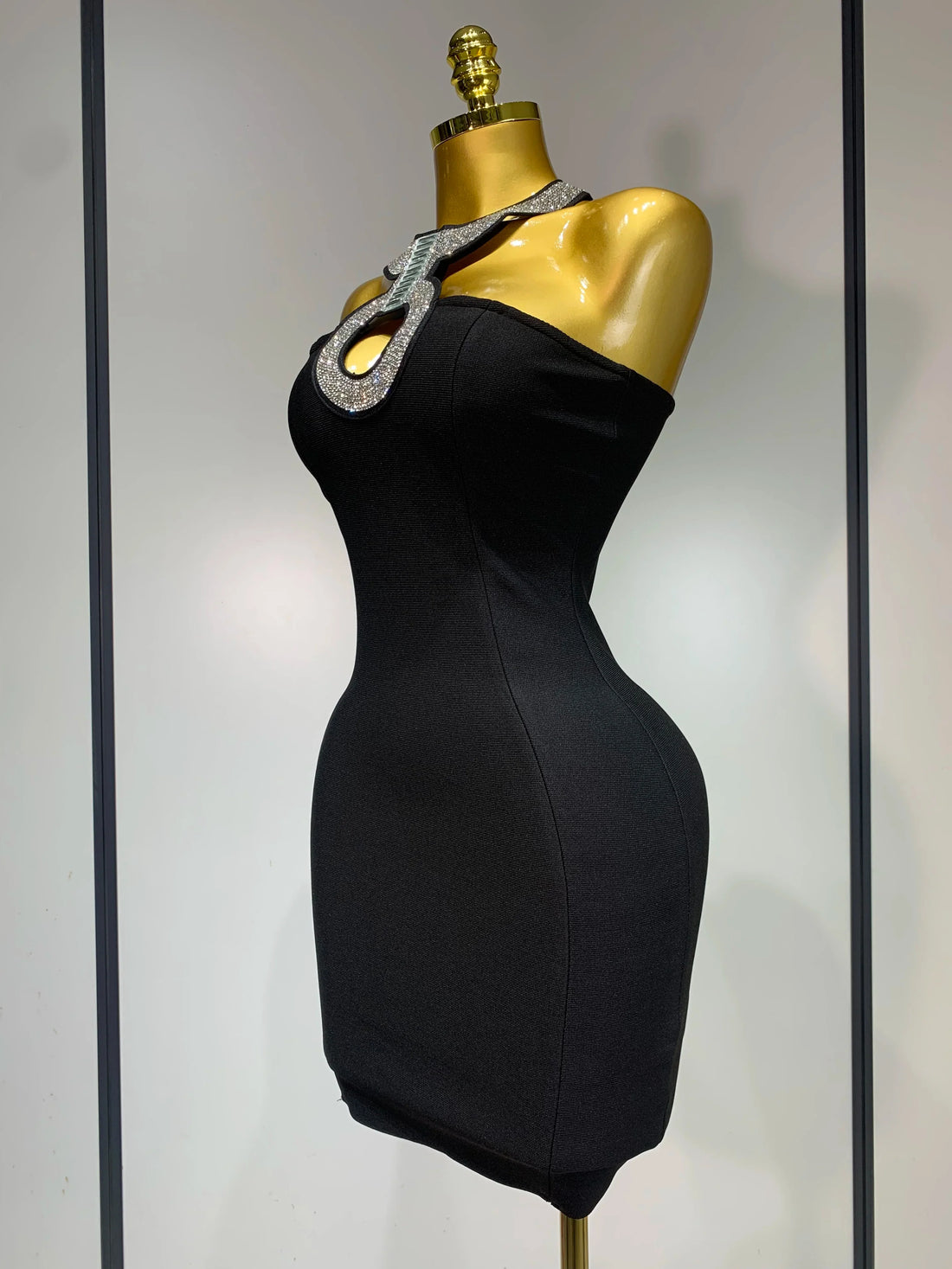 Women Sexy Backless Diamonds Sparkly Black Bodycon Bandage Dress Elegant Evening Club Luxury Birthday Party Dresses black