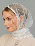 Mantilla Veil For Wedding Bride Spanish Church Veils For Women Shawl Scarf Head Cover White Lace Church Veil for Catholic Chapel