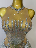 Sliver Sequins Shining Diamonds Sexy Mesh Long Tassel Bodysuit Women Nightclub Party Birthday Stage Performance Costume