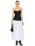 Sexy Women'S Patchwork Long Dress Strapless Sleeveless A-Line Backless Pleated Dress Cocktail Evening Club Party Vestitos black