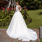 Long Sleeves Wedding Dresses Satin Open Back A-Line Dubai Wedding Gown With Belt Women Long Bridal Dress