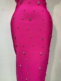 Women Sexy One Shoulder Shinning Crystal Bodycon Bandage Long Dress Celebrate Birthday Elegant Evening Party Club Outfit