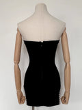 Sexy Strapless Balck Mini Dress Women Chic Rivet Design Bodycon Bandage Night Club Party Dress