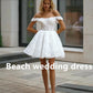 Gaun Pengantin Renda Pendek Lengan Panjang A Line 3D Flowers Mini Bride Dress off the Shoulder Wedding Gowns
