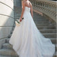 Romantic Lace Sweetheart Neckline A-line Wedding Dress Strapless Crystals Bridal Gowns robe de mariee princesse de luxe