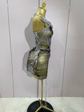 Sexy Shinning Diamond Tassels Chain Strapless Tops Skirt 2 PCS Women Evening Party Celebrate Nightclub Performance Costume