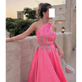 Evening Elegant Vintage Sexy Sweet Crystal Beaded A-Line One Shoulder Formal Occasion Prom Dress Evening Party Gowns same as picture