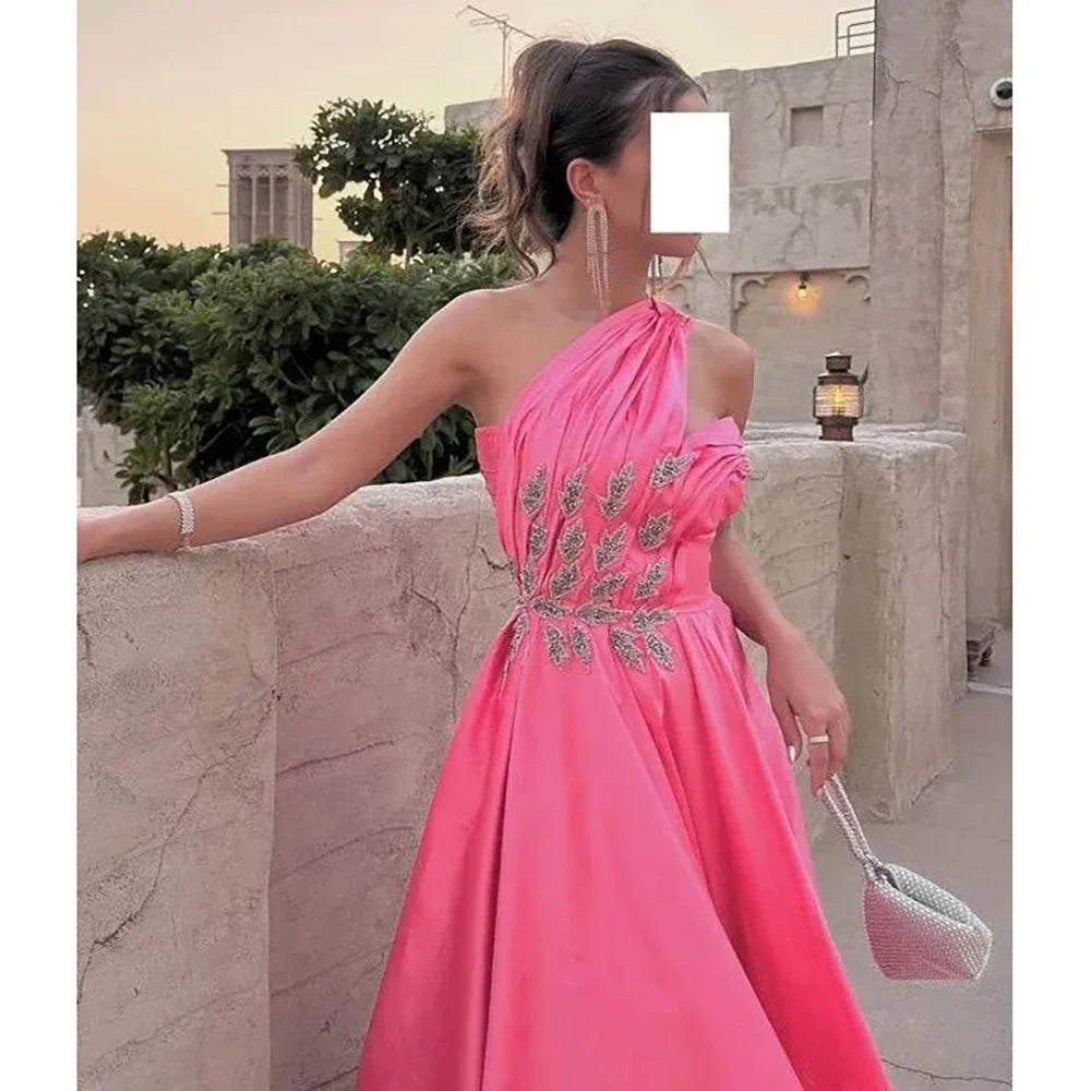 Evening Elegant Vintage Sexy Sweet Crystal Beaded A-Line One Shoulder Formal Occasion Prom Dress Evening Party Gowns same as picture