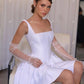 A-line krótkie narzeczone sukienki na przyjęcie ślubne dla kobiet Odłączane rękawy tiulowe Perły Koktajle suknie koktajlowe