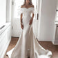 Charming Charming Off-the-ombro de vestidos de noiva de sereia de cetim sereias