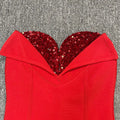Sexy Women'S Light Luxury Sequin Rhinestone Tassel Design Bandage Dress Strapless Sleeveless Bodycon Backless Midi Dresses