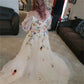 White Lace Appliques Prom Dresses Tulle A-line vestidos de noche Elegant Puffy Sleeves Off the Shoulder Formal Evening