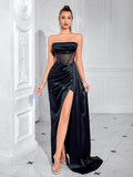 Evening Dress Woman Party Dresses Luxury Elegant Cocktail Maxi Sexy Celebrity Night Club Long Off Shoulder Hollow Out Modest black