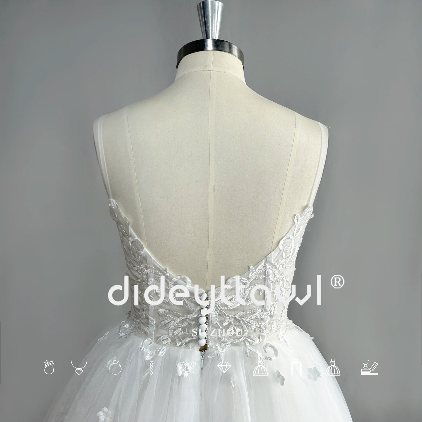 Dideyttawl sayang lengan panjang tulle gaun pengantin pendek mini panjang dari bahu gaun pengantin gambar nyata