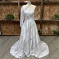 Spitzenapplikationen ein Puffärmel Hochzeitskleid Split Vestidos de Novia Färbung Robe de Mariée für Frauen Custom Sweep -Zugkleid