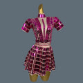 Mirrors Sequins Party Mini Spandex Mini Dress for Women Club Stage Dance Wear Party Celebrate Dress Dancer Show Lianghuanghuang Rose Red