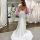 Elegant Mermaid Wedding Dresses Long Sleeves Stain Brides Party Dress Side Slit Bridals EVening Gowns vestidos novias boda