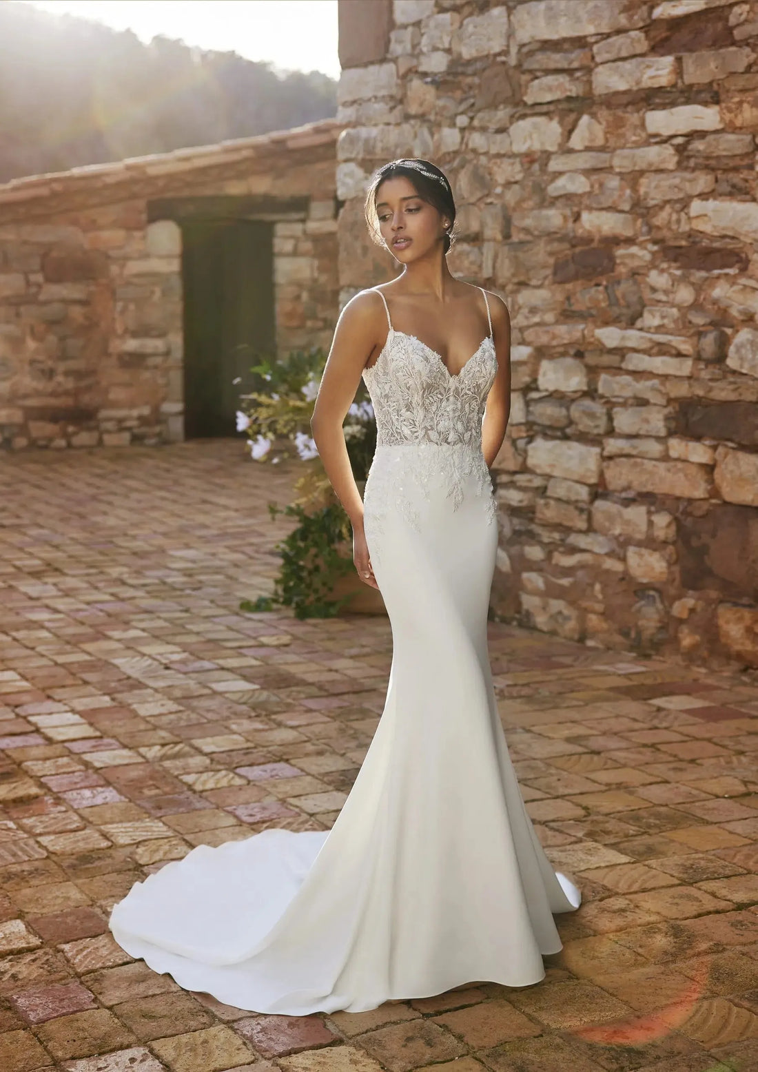 Stunning Lingerie Bodice in Lace Wedding Dress Vestido De Novia Bridal Gown Court Train Princess Modern Mermaid Bow Satin Satin