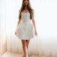 A-Line Short Wedding Party Dresses Strapless Stain Cocktail Dress for Women Brides Party Gown Outfits vestidos novias boda