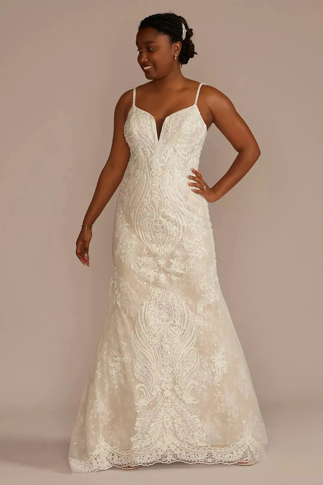 Strappy Allover Beaded Lace Mermaid Wedding Dress Modern Satin Bridal Gown Princess Court Train Bow Vestido De Novia Mermaid Satin