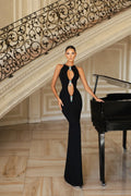 Luxury Diamonds Tassel Sexy hollow Out Black Bandage Dress Graceful Woman Evening Party Vestido Celebrate Party Outfit