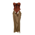 Vintage-Inspired Strapless Corset Top & Sheer Dress for Evening Dinners Party Gown AS PIC