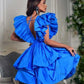 Royal Blue Short Prom Dresses Fashion Tiered Ruffle Satin Women Cocktail Gowns Custom Made Formal Occasion Dresses
