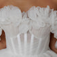 A-line kurze Brautkleider von der Schulter 3D Blumen Bräute Partykleid für Frauen Schnürbraut Cocktailkleider