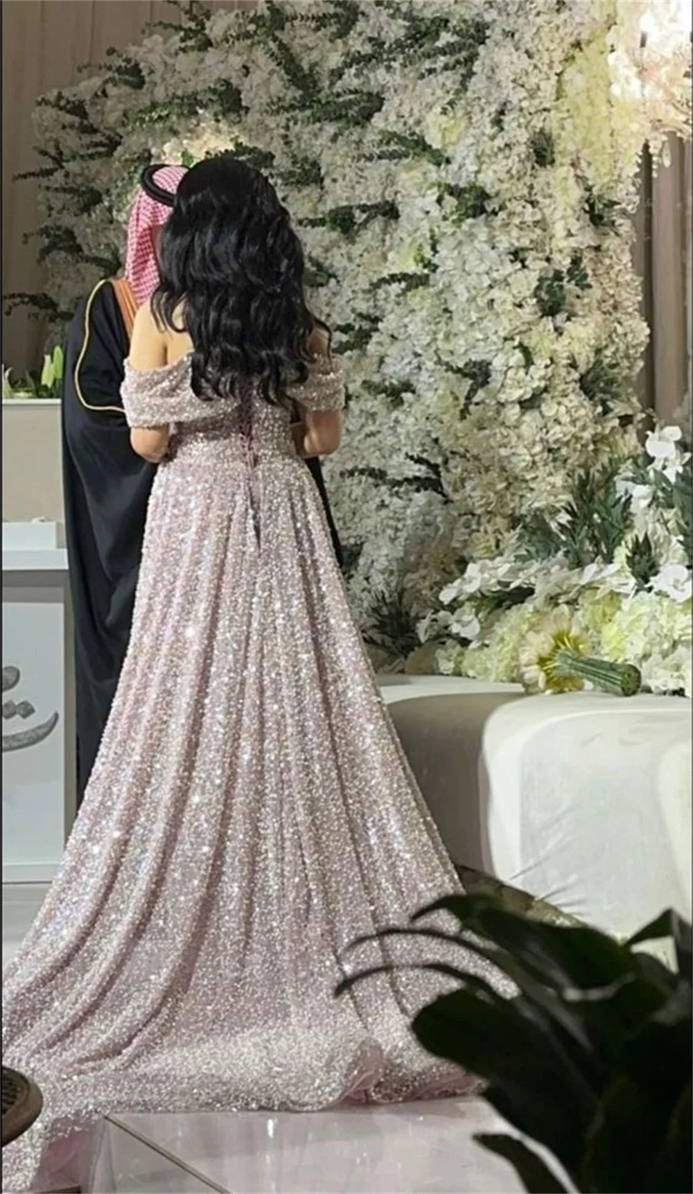 Luxury Purple Glitter Sequins Mermaid Wedding Dress Elegant Sleeveless فستان حفلات الزفاف Off Shoulder Prom Dress