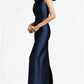 Dark Blue Satin Prom Dresses One Shoulder Mermaid vestidos de noche Elegant Sleeveless Floor-Length Formal Evening