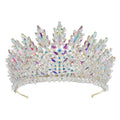Baroque Women's Crowns For Wedding Headdress Queen Crystal Bridal Tiara Crown For Pageant Diadem Party Prom Bride Hair Jewelry Blue Zinc Plated