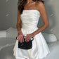Pakaian Parti Perkahwinan A-Line Mini Strapless Lengan Tanpa Lengan Pengantin Gaun Stain Skirt Puff Vestidos de Novia 2024 BODA
