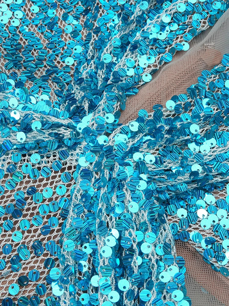 Blue Long Mermaid Party Dress Sequins Beaded Deep V Neck Plunge Halter Cut out Bodycon Cocktail Party Evening Gowns