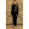 Shining Diamonds Half High Collar Black Long Bandage Dress Elegant Woman Evening Party Dress Cocktail Party Outfit